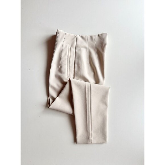 ZARA Off White Suiting Twill High Waisted Tapered Trousers Pants, Size S - Picture 1 of 15